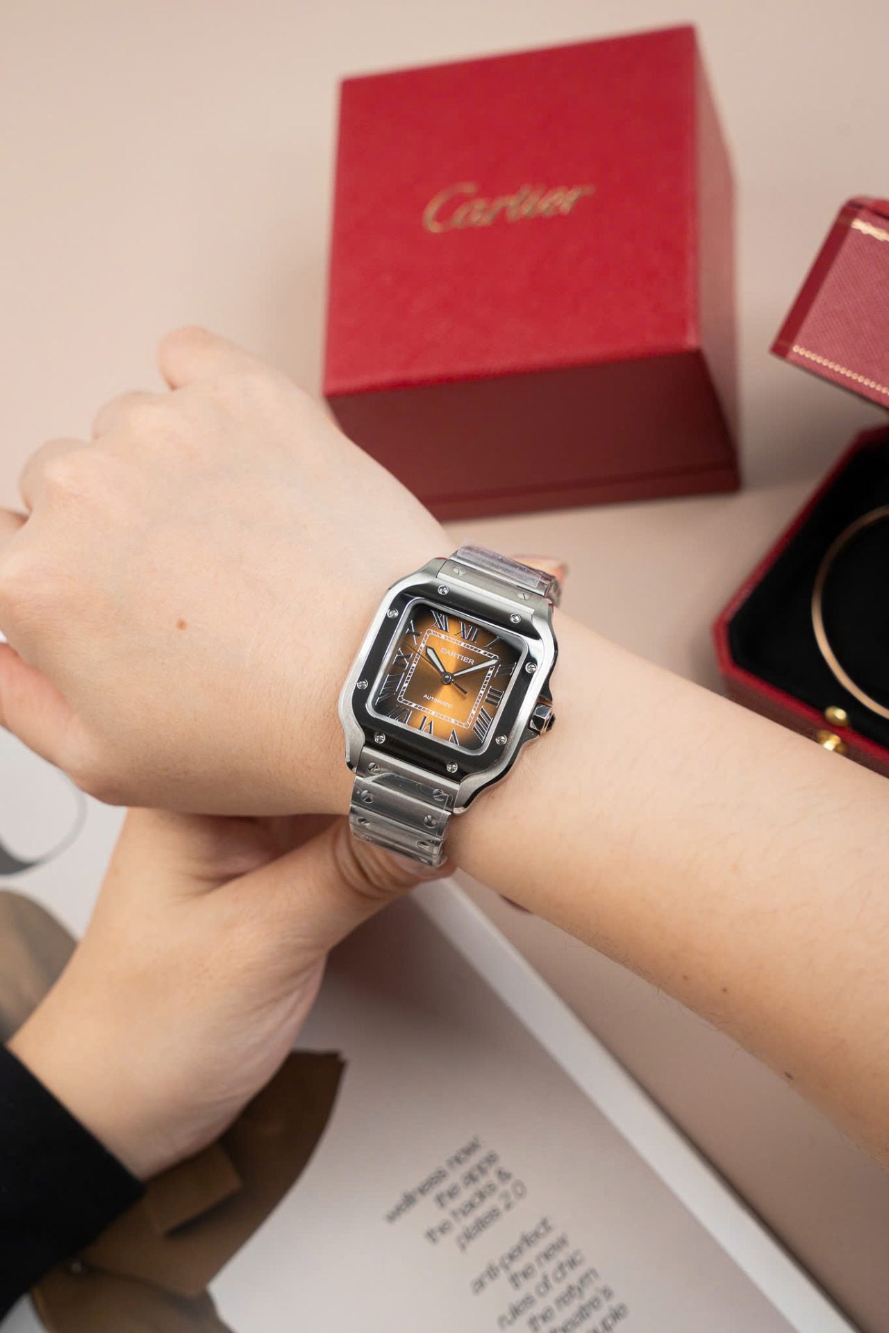 Cartier Santos WSA0065 Best Copies Watch Women Dial Brown BV Factory 35mm