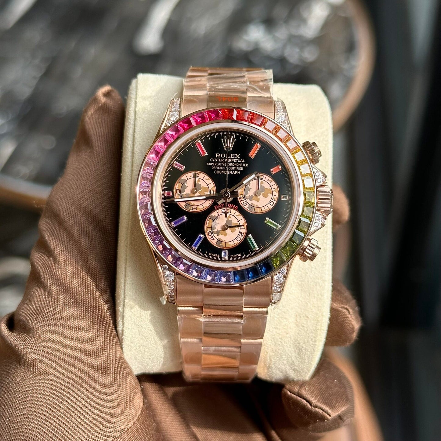 Rolex Fake Watch Daytona Rainbow Black Dial TW Factory 40mm