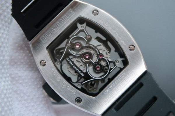 Replica Richard Mille RM038 SS Black Inner Bezel Skeleton Dial Black Rubber Strap Jap Quartz