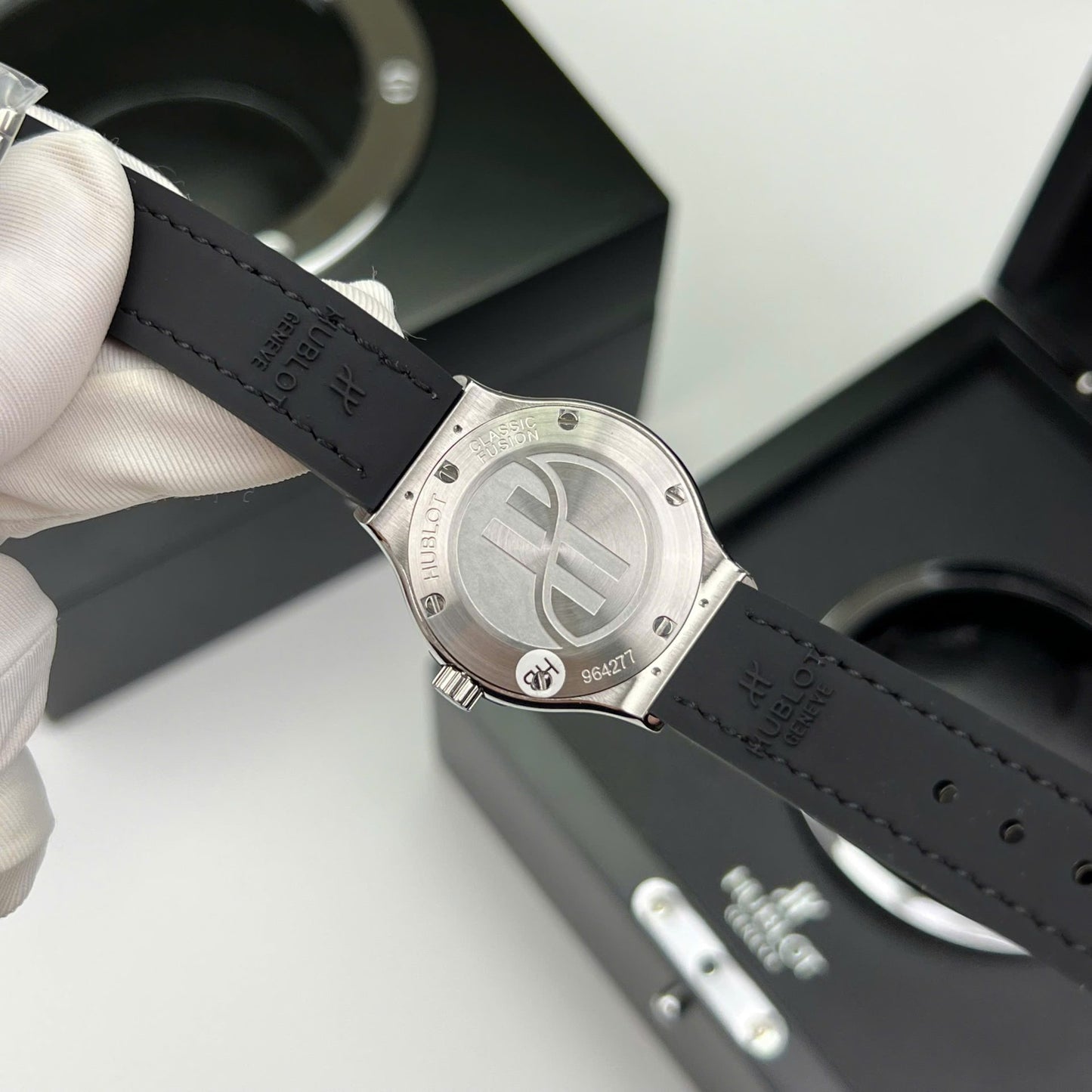 Hublot Classic Fusion Titanium Green Replica Watch Custom Moissanite Diamonds 33mm