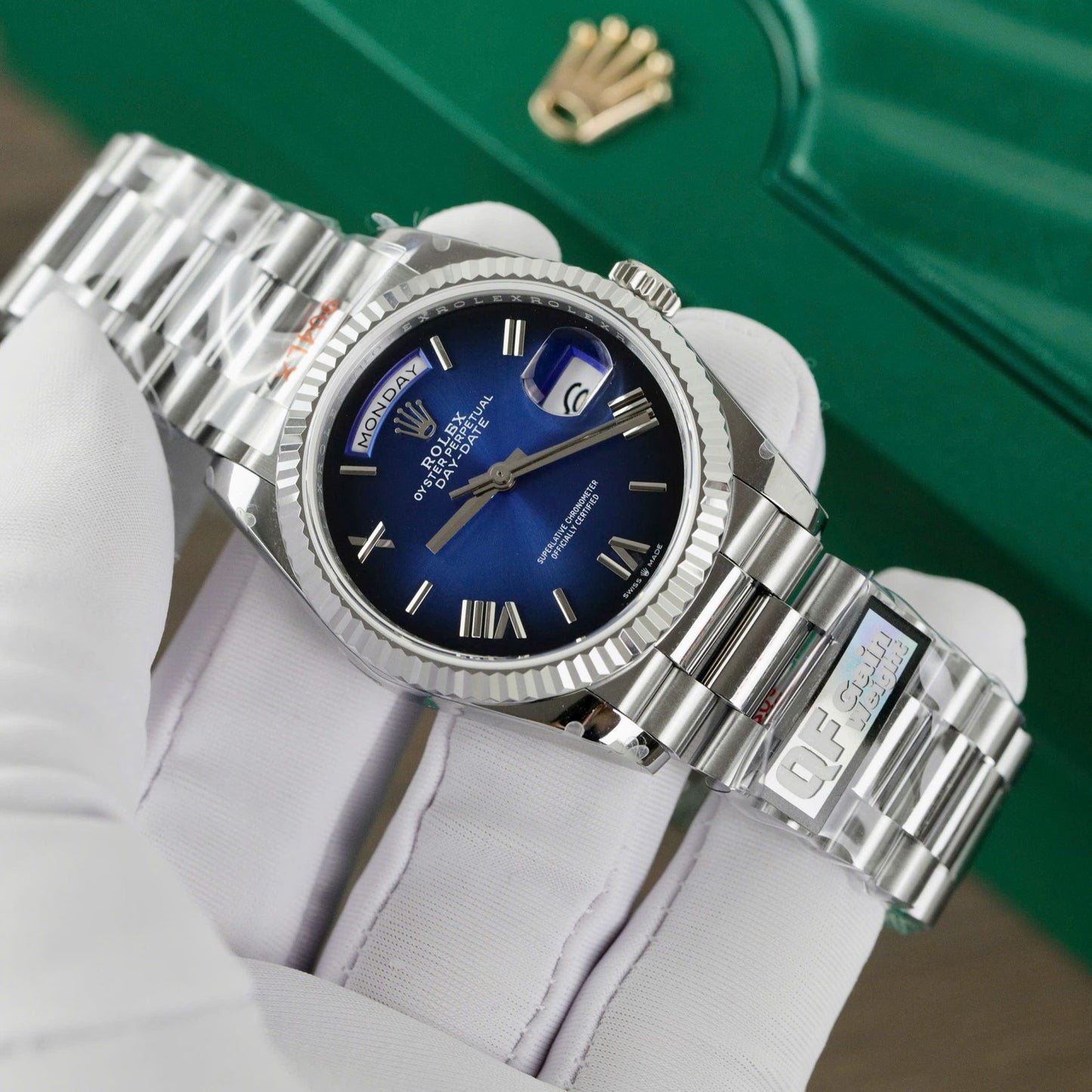 Rolex Day-Date 128236 Best Replica Watch Dial Blue Weight 158gram QF Factory 36mm