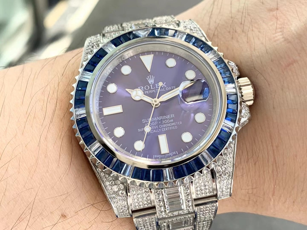 Rolex Submariner Diamond Pav¨¦ Special-Blue Diamonds-full diamonds-40MM(1:1 replica)