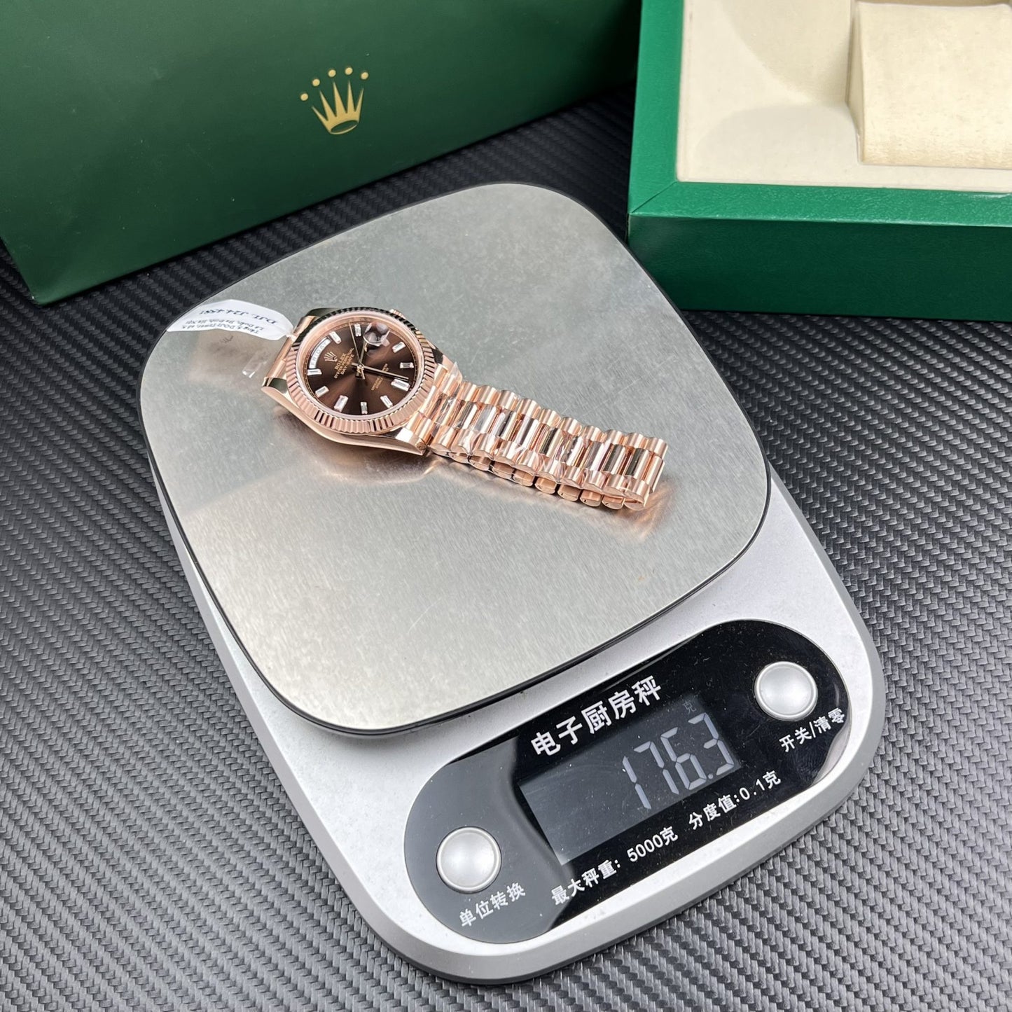 Rolex Best Replica Watch Day-Date Gold Wrapped Chocolate Dial Weight 177gram GM Factory 40mm