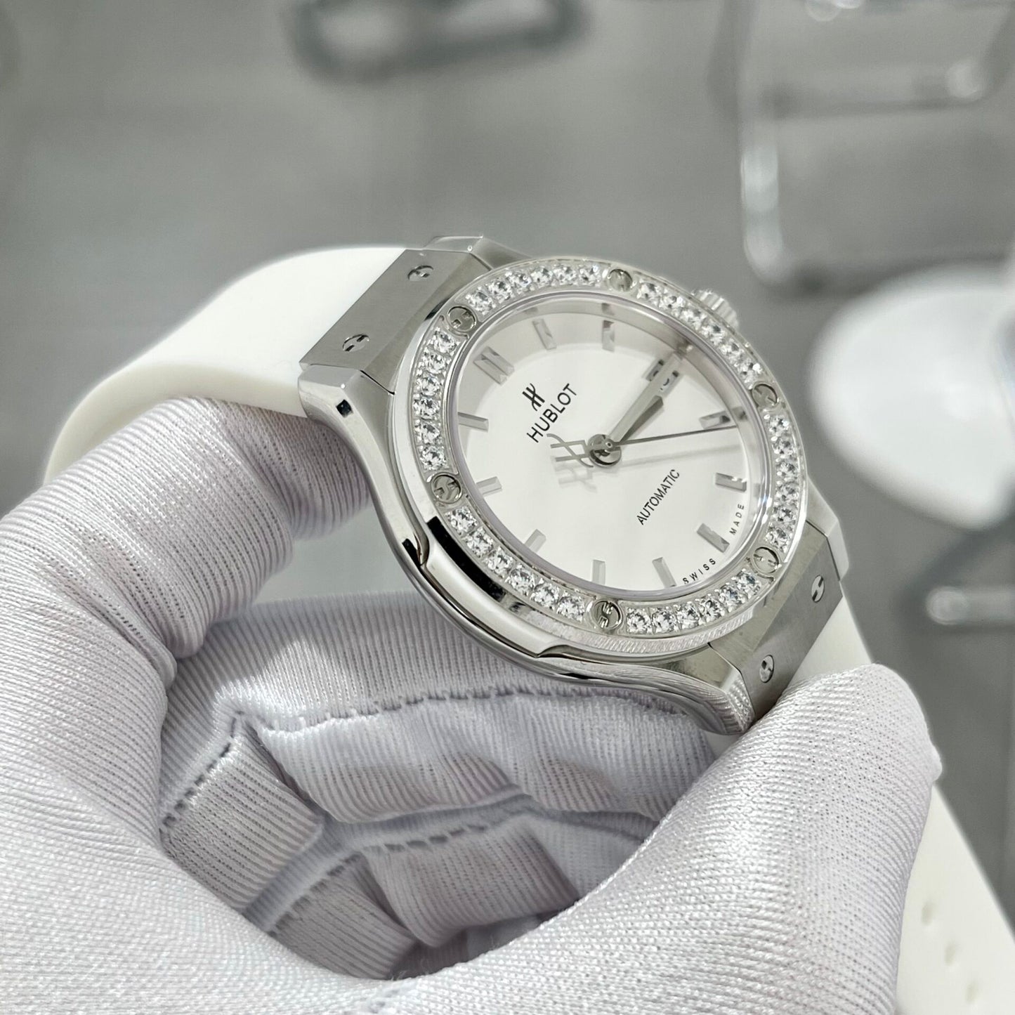 Hublot Classic Fusion White Rubber Strap Replica Watch Swiss Movement 38mm