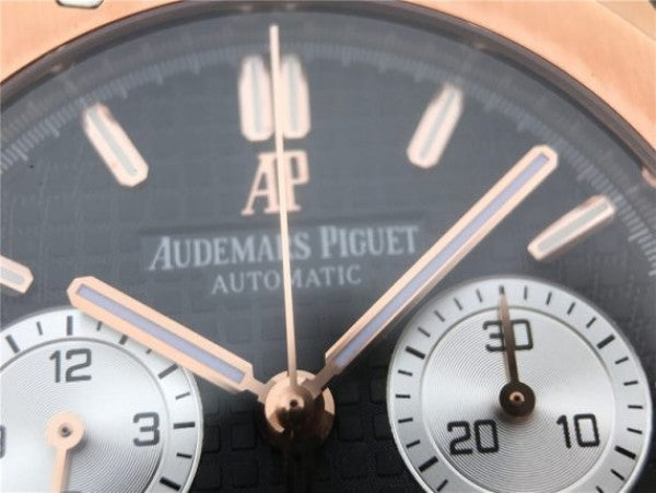 Replica Audemars Piguet Royal Oak Chronograph RG JHF Black/White Dial RG Bracelet A7750