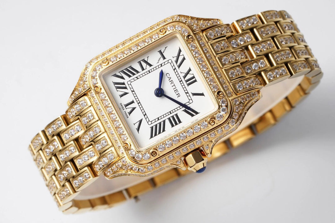 Cartier Cheetah Full of Diamonds Ladies 37MM-Golden(1:1 replica)