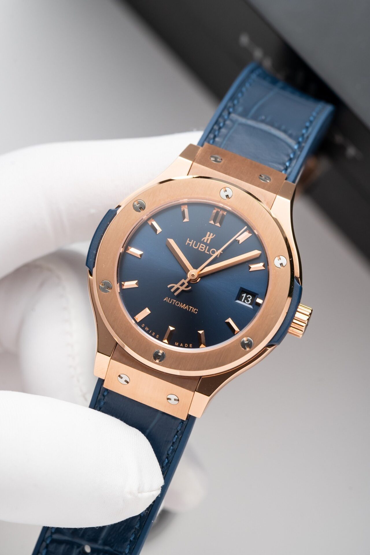 Hublot Classic Fusion King Gold Blue Replica Watch JJF Factory 38mm