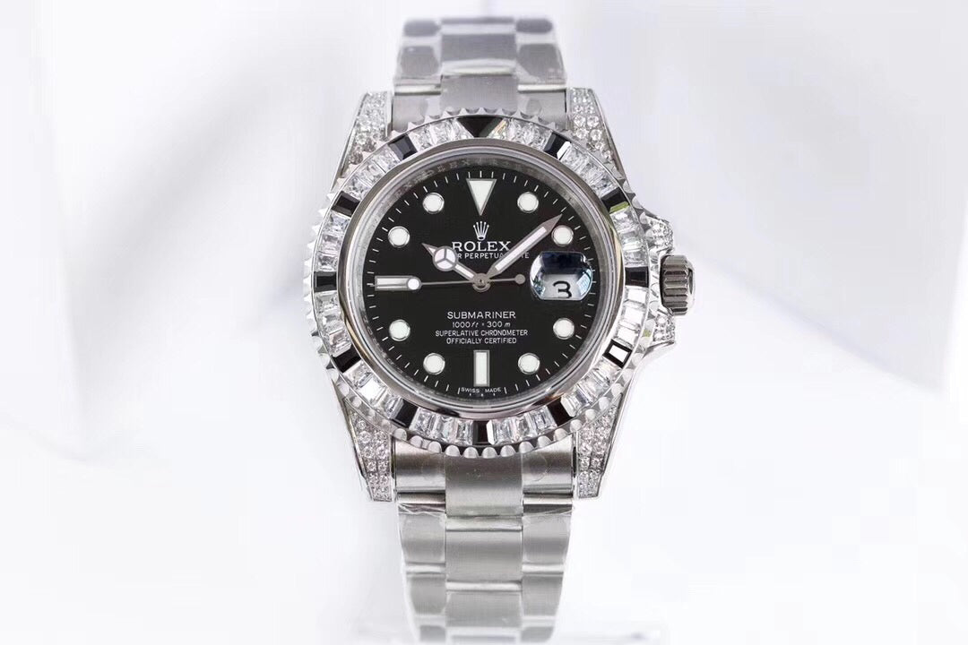 Rolex Submariner Customized with Diamonds-Black Diamonds-40MM(1:1 replica)