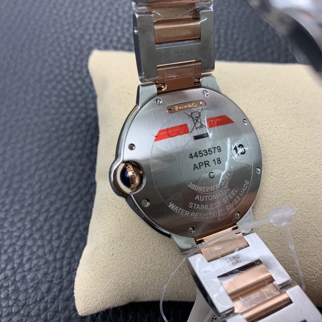 Fake Cartier Watch Ballon Bleu de Cartier Stainless Steel/Rose Gold 36mm Silver Dial W2BB0033 mechanical movement 3KF(1:1 replica)