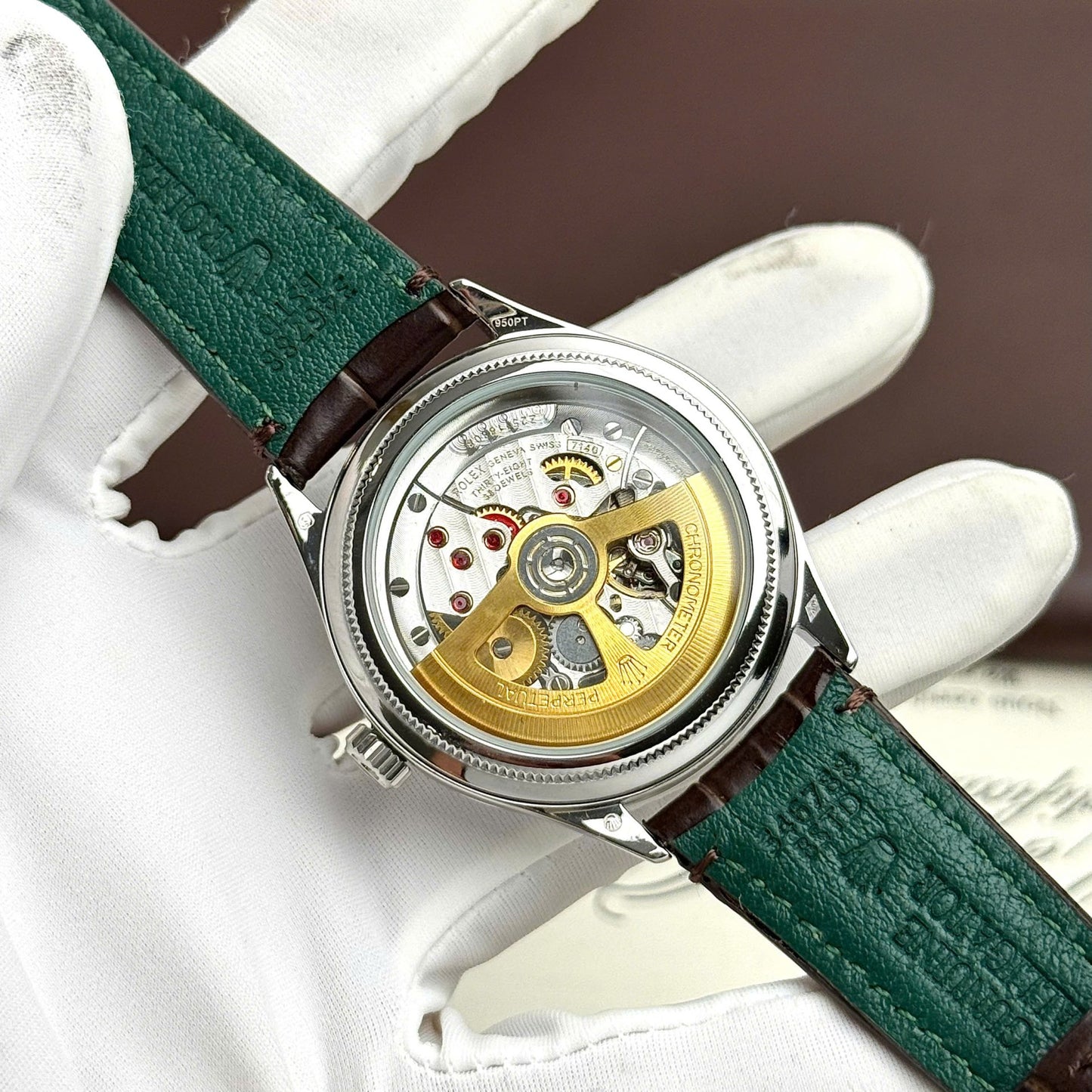 Rolex Perpetual 1908 Fake Watch White Dial Leather Strap 39mm