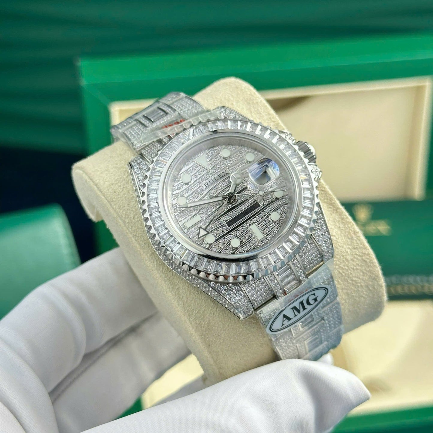 Rolex GMT Master II Iced Out Replica Watch Swiss Movement AMG Factory 40mm