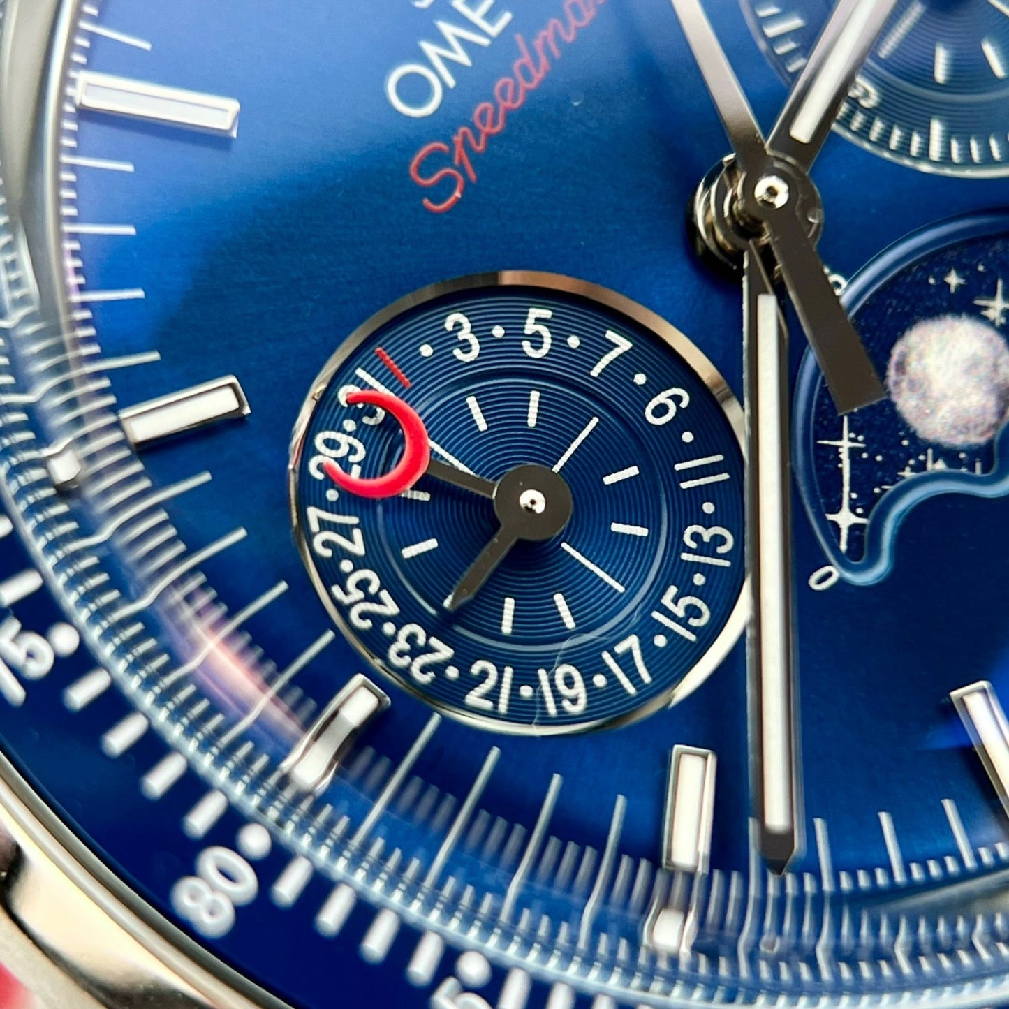 Omega Replica Watch Speedmaster Co-Axial Moonphase Blue Dial 44mm