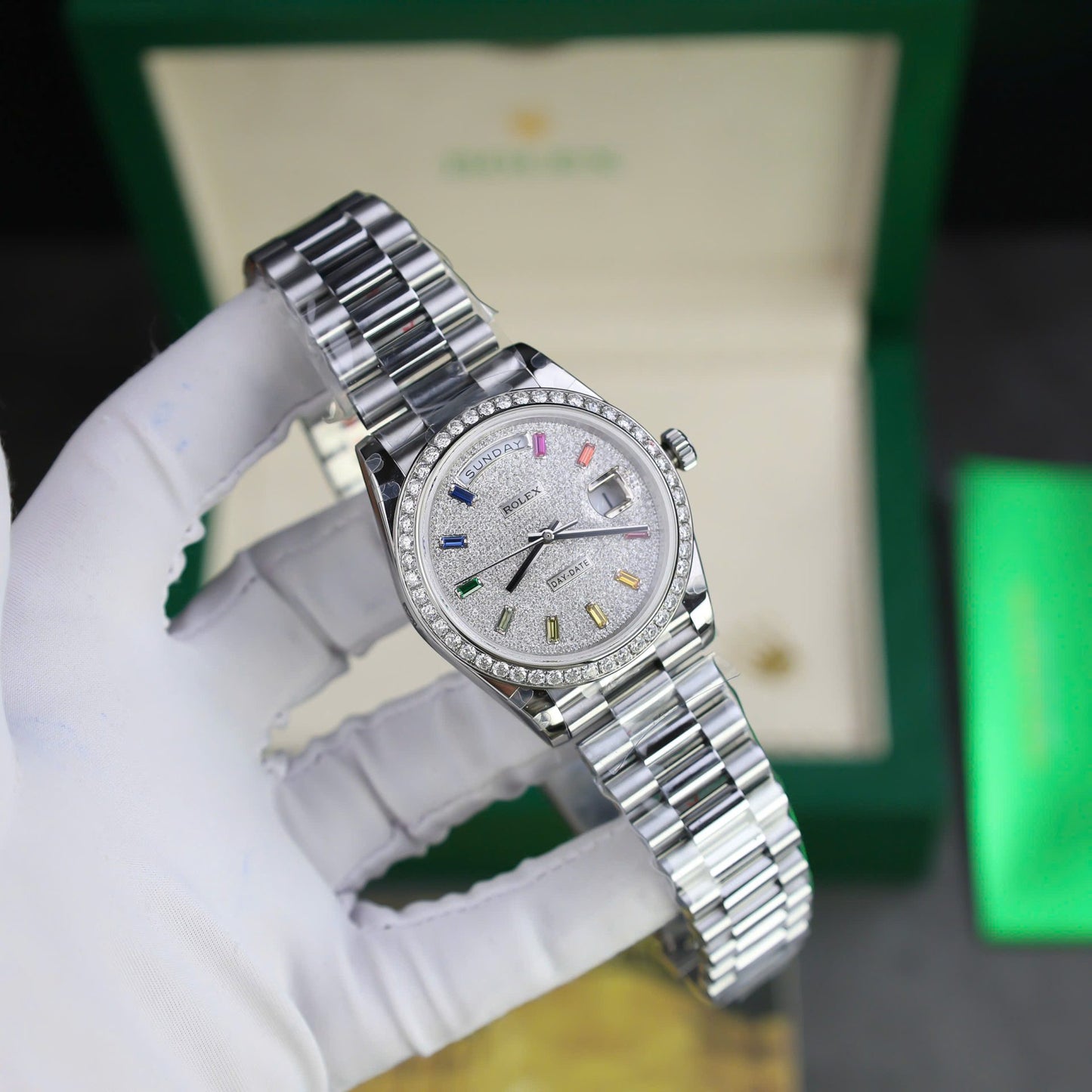 Rolex Day-Date Best Copies Watch Custom Diamonds Moissanite GM Factory 40mm