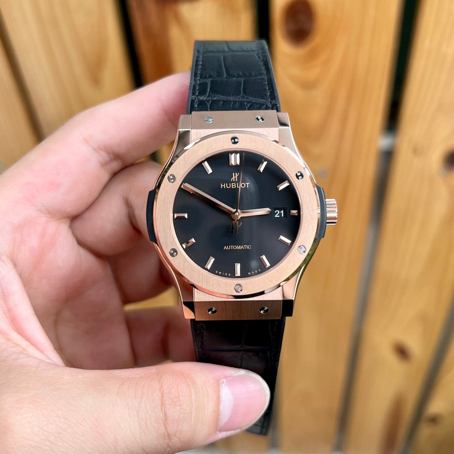 Hublot Replica 1:1 Watch Classic Fusion Titanium King Gold Black JJF 2023 42mm