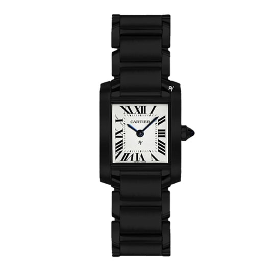 Fake Cartier Replica Watch TANK Francaise Limited Edition Black DLC-PVD(1:1 replica)