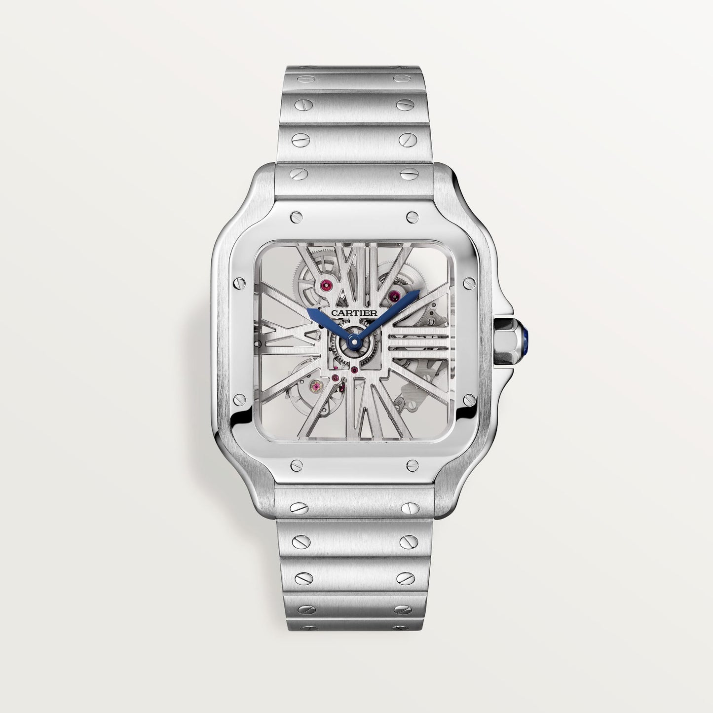 Fake Cartier Watch Santos large model mechanical movement Stainless Steel Skeleton Dial WHSA0015 TWF(1:1 replica)