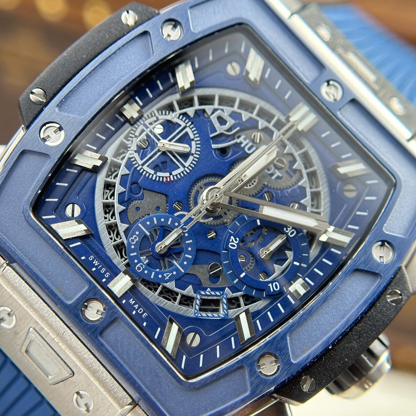 Hublot Spirit Of Big Bang Titanium Replica Watch Bezel Blue BBF Factory 42mm