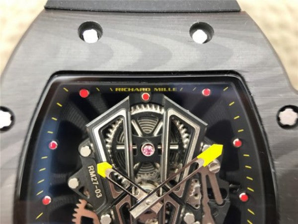 Replica Richard Mille RM027-03 Full Black Carbon Skeleton Dial Black Rubber Strap 6T51