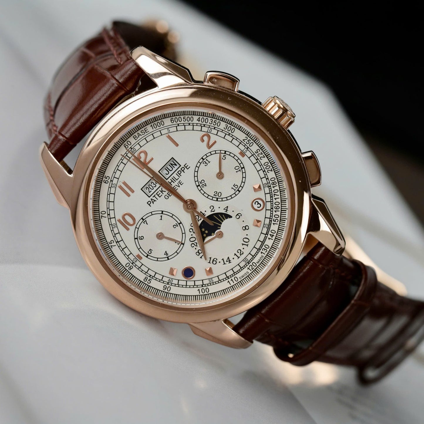 Patek Philippe Fake Watch Perpetal Calendar 5270 White Dial Leather Strap 41mm