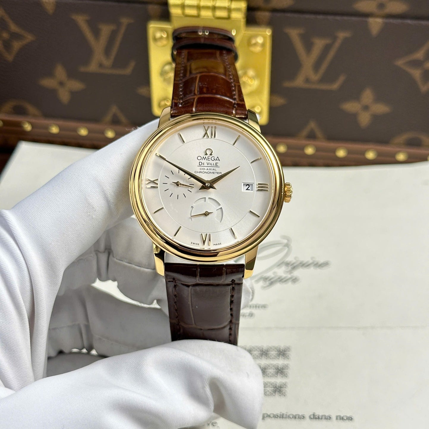 Omega De Ville Prestige Power Reserve Replica 11 Watch Leather Strap 39.5mm