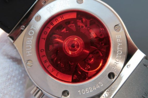 Replica Hublot Classic Fusion Tourbillon 45mm TF Red Skeleton Dial Black Gummy Strap A23J