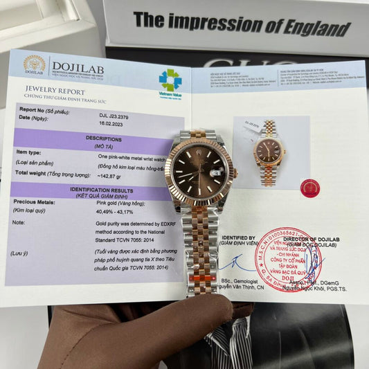 Rolex Rep 11 Watch DateJust Men s Chocolate Dial 18K Rose Gold Wrapped GM Factory 41mm