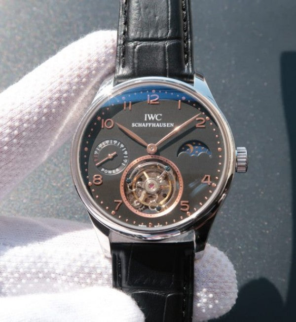 Replica IWC Portuguese Tourbillon Power Reserve Moonphase Gold Maker Black Dial