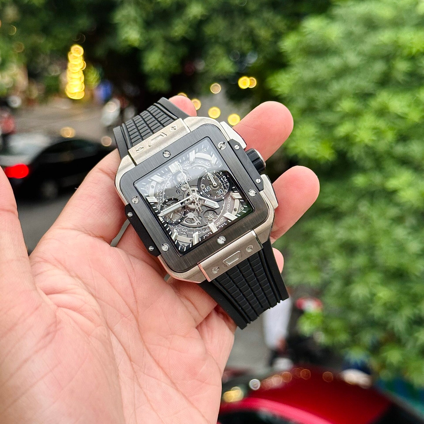 Hublot Best Replica Watch Big Bang Square Titanium Rubber Strap BBF Factory 42mm