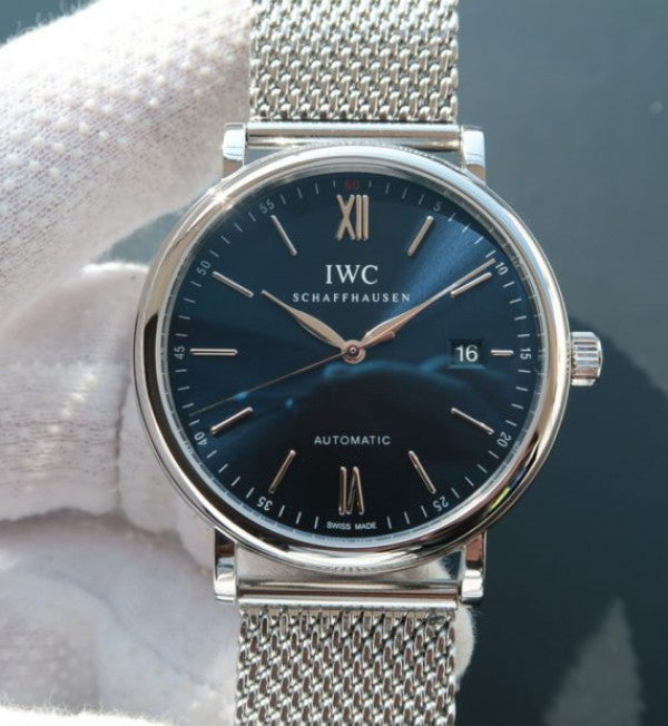 Replica IWC MK Portofino Automatic Blue Dial SS Mesh Bracelet