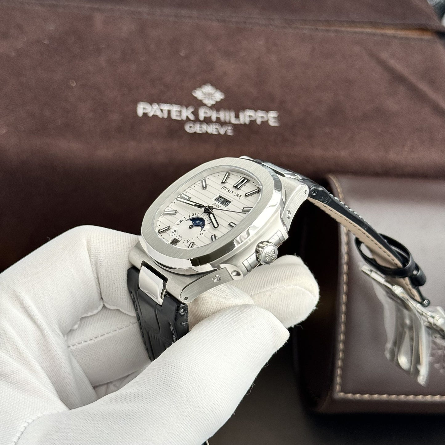 Patek Philippe Rep 11 Watch Nautilus 5726 Men s Leather Strap Factory GR 40.5mm