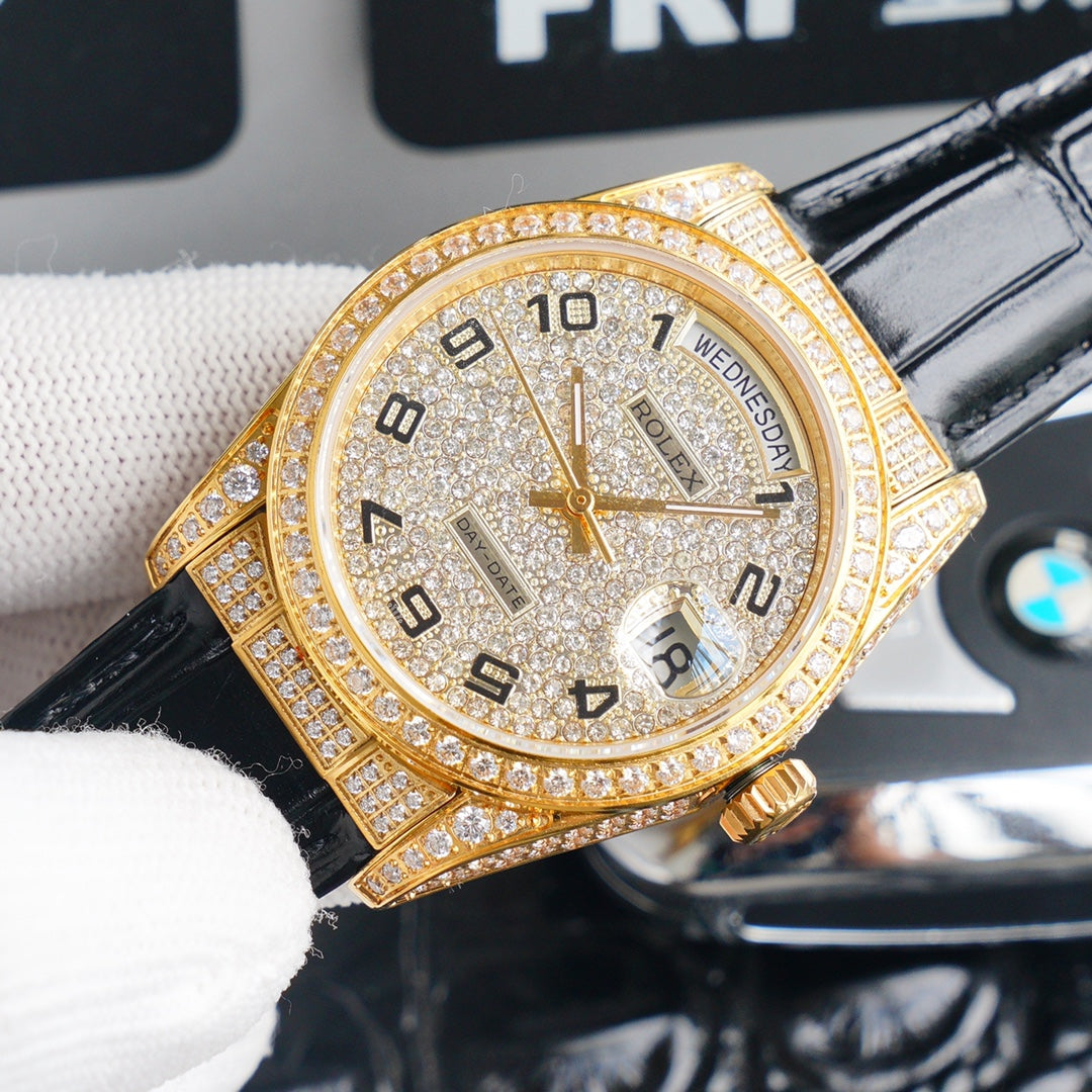 Rolex new full-diamond logotype - full diamonds with classic lettering - official size 36mm(1:1 replica)