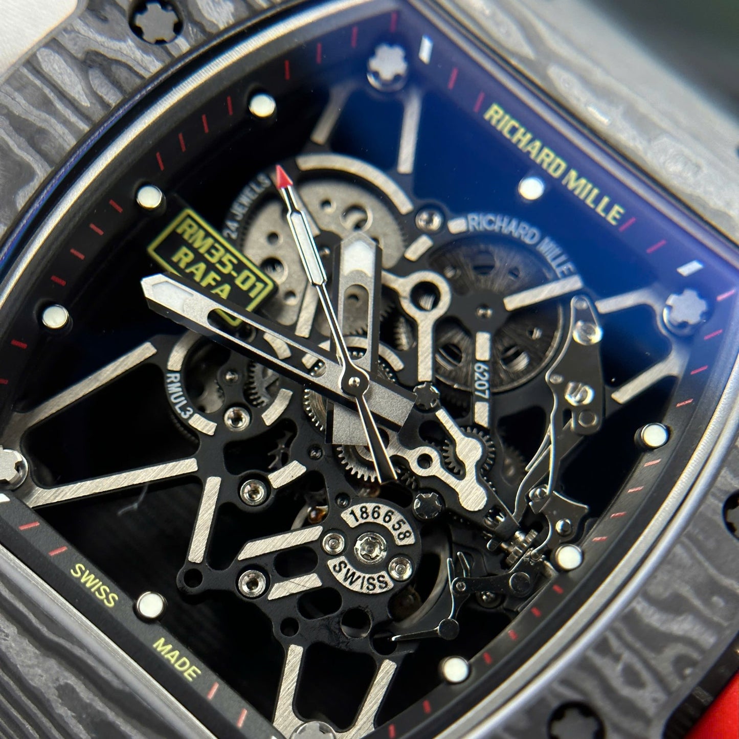 Richard Mille Replica Watches RM35-01 Rafael Nadal Carbon NTPT BBF Factory 44,5x50mm