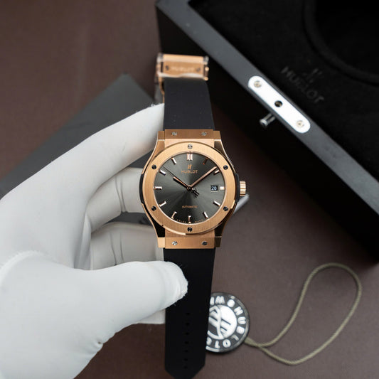 Hublot Classic Fusion King Gold Copies Watches Gray Dial Movement SW300 Swiss Made 42mm