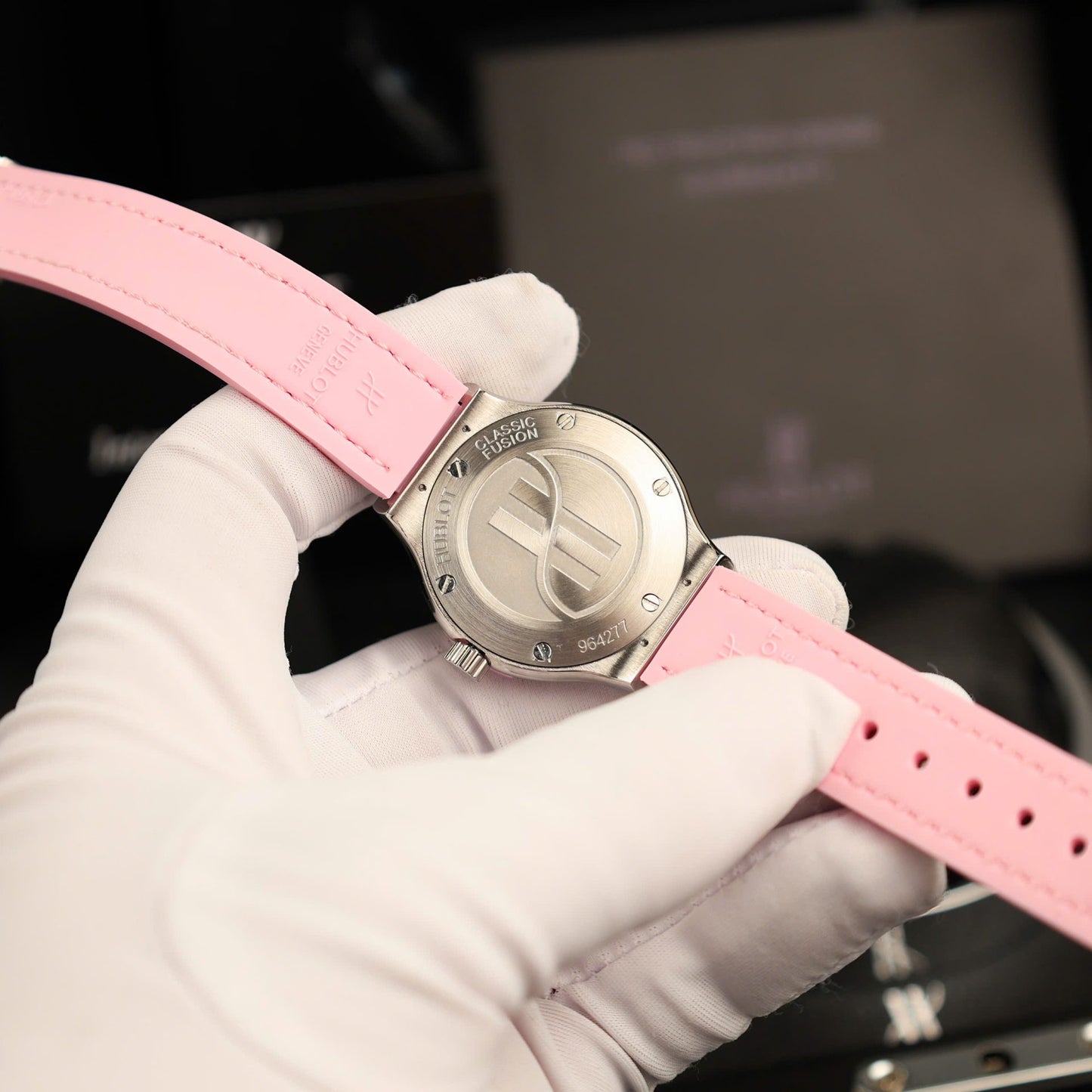 Hublot Classic Fusion Replica Watch Mother Of Pearl Dial + Moissanite Diamonds 33mm