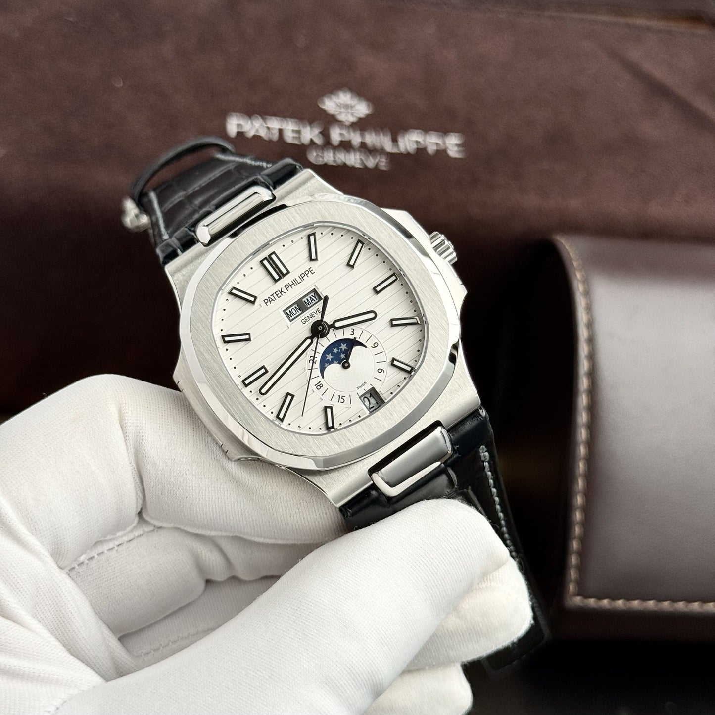 Patek Philippe Rep 11 Watch Nautilus 5726 Men s Leather Strap Factory GR 40.5mm
