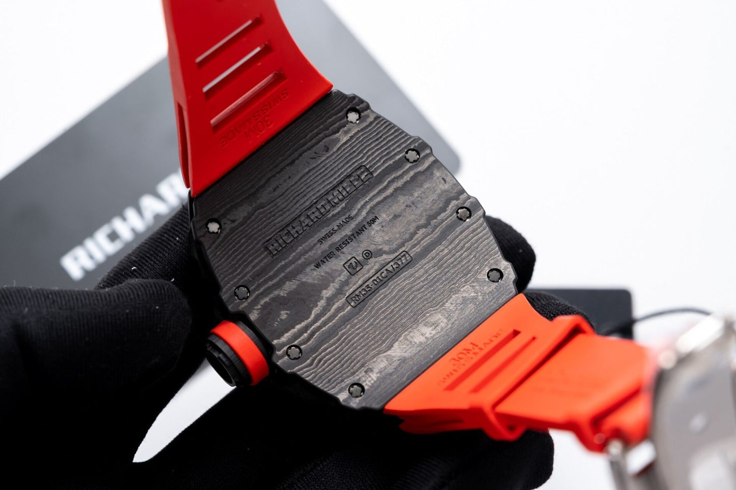 Richard Mille RM35-01 Replica 1:1 Watch Red Rubber Strap 45mm