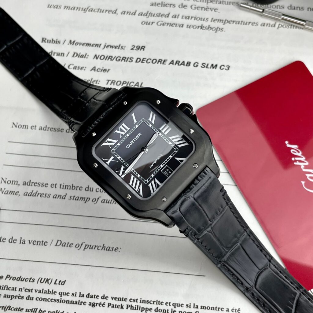 Cartier Santos De Cartier Full Black Replica 1:1 Watch Factory BV 39.8mm