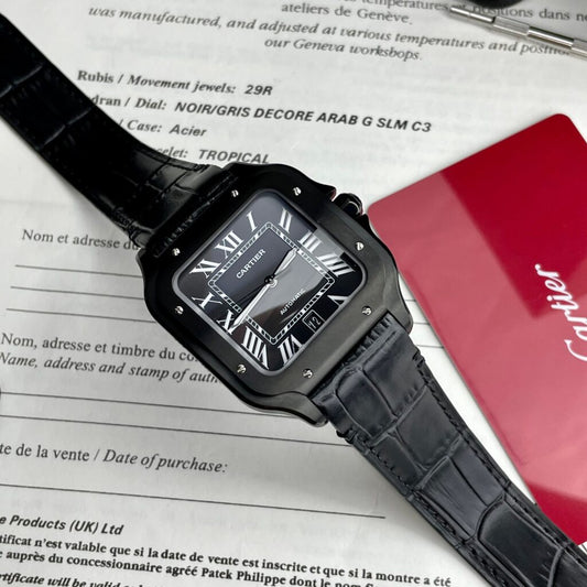 Cartier Santos De Cartier Full Black Replica 1:1 Watch Factory BV 39.8mm