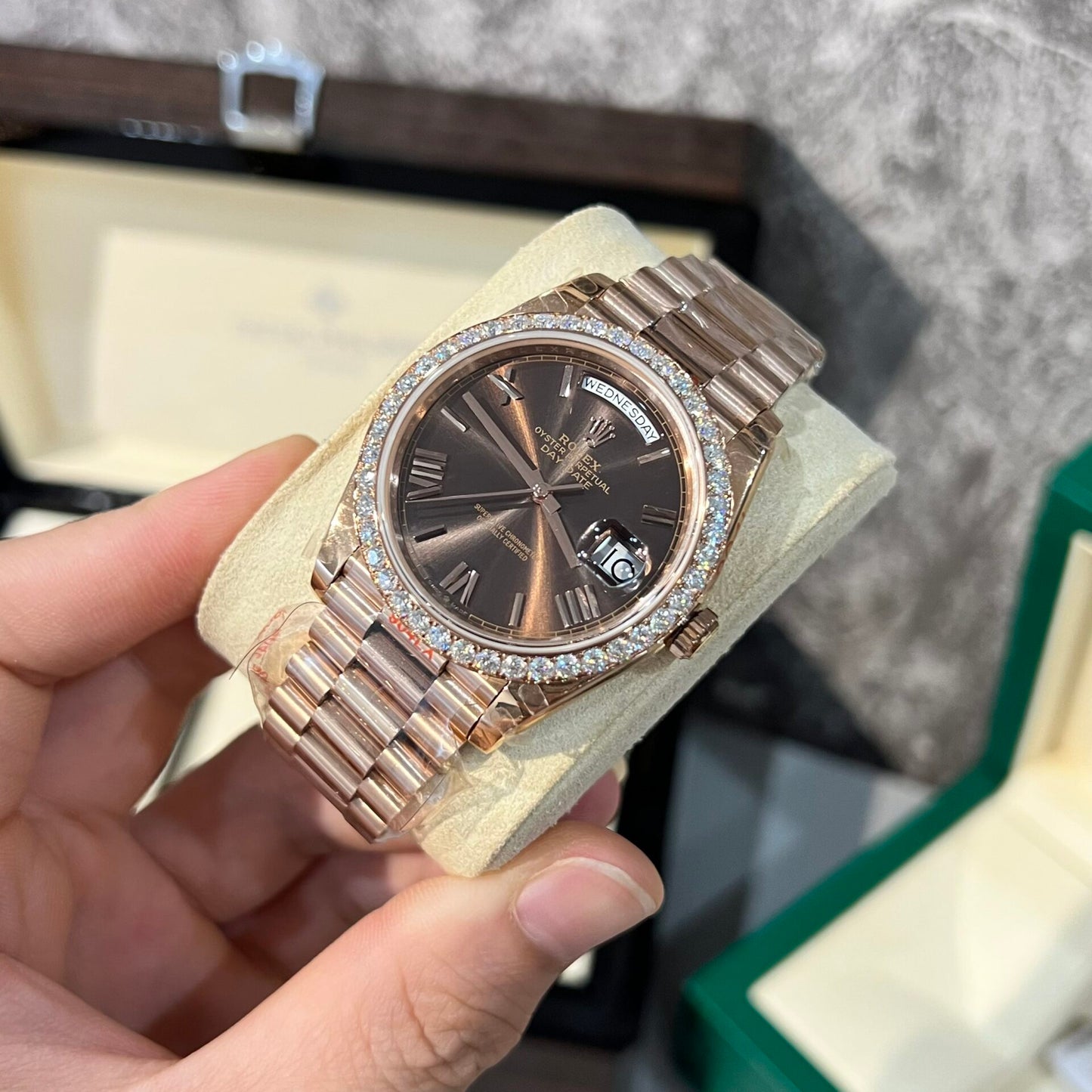 Rolex Day-Date 228235 Replica Watch Refined With Moissanite Diamonds 40mm