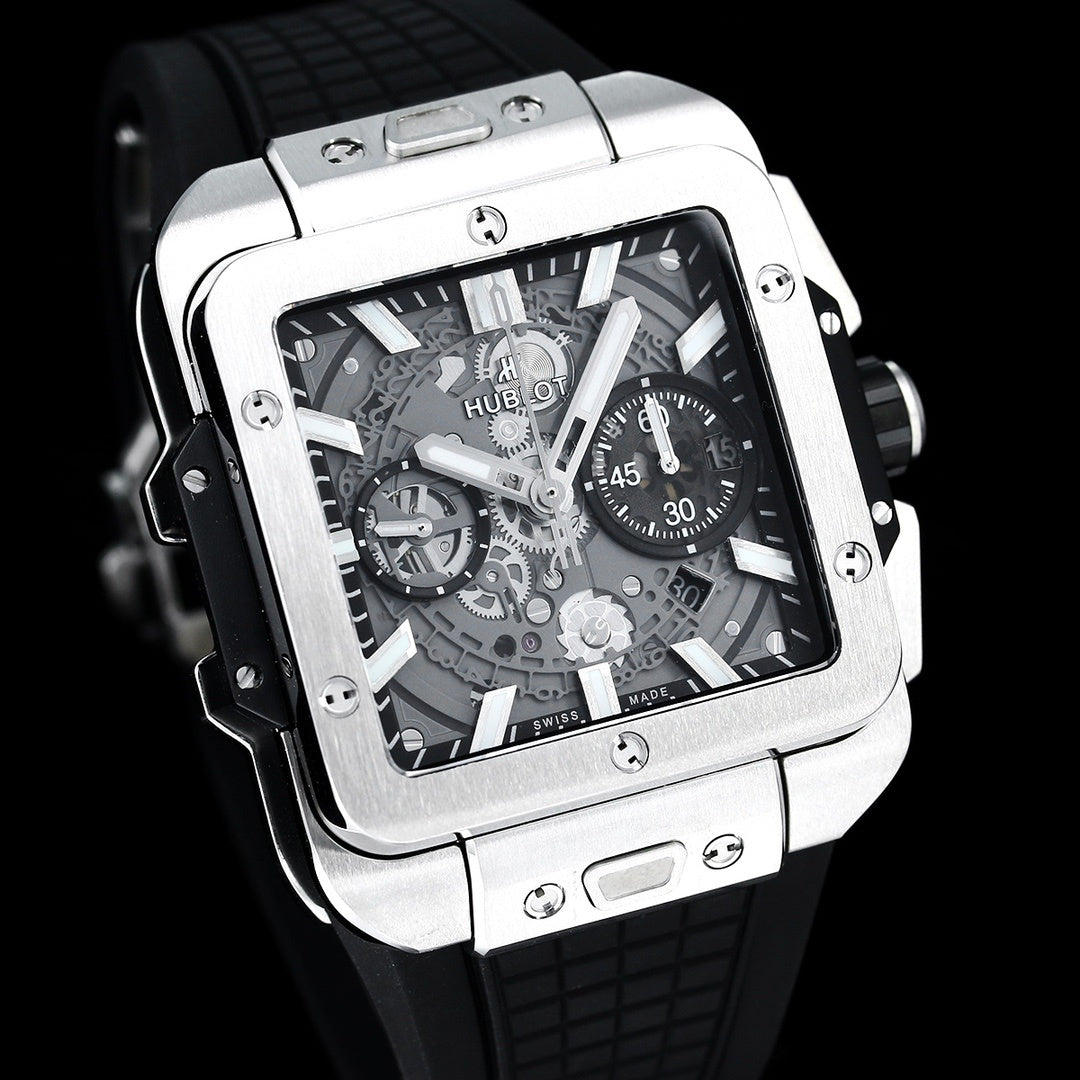 Hublot Big Bang, Square Bang Unico 42mm Textured Rubber Strap(1:1 replica)