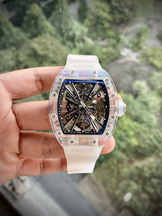 Richard Mille Replica Watch RM12-01 Tourbillon Sapphire Rubber Strap 44mm
