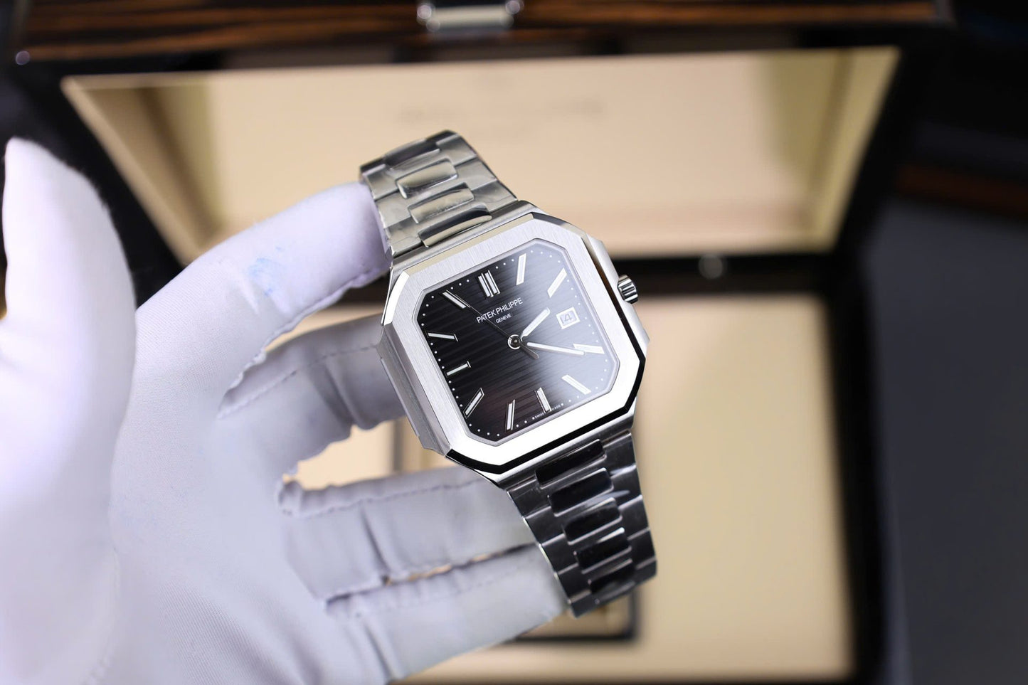 Patek Philippe Cubitus 5821 Replica Watches Black Dial Stainless Steel TW Factory 45mm