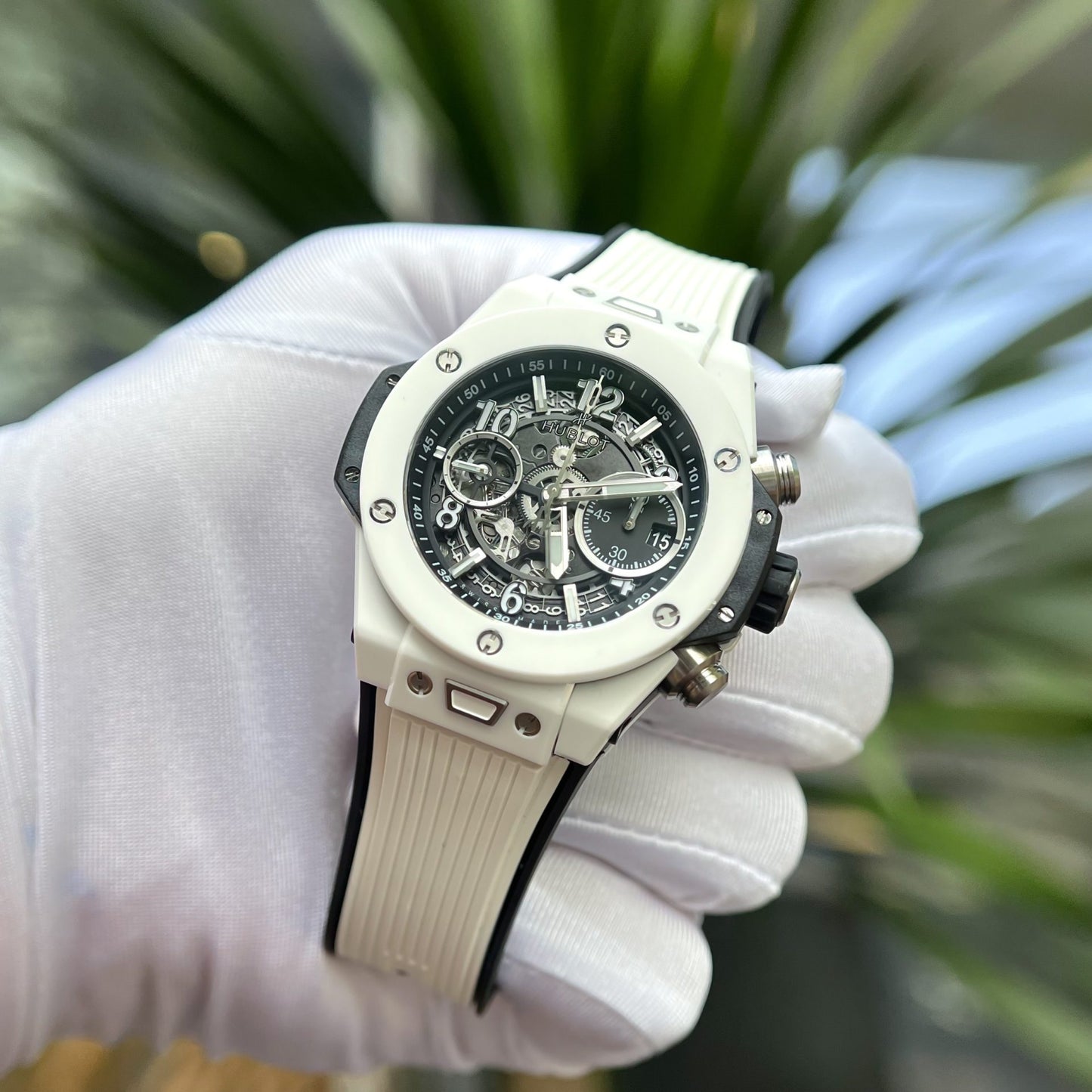 Hublot Best Replica Watch Big Bang Unico White Ceramic Rubber Strap BBF Factory 42mm