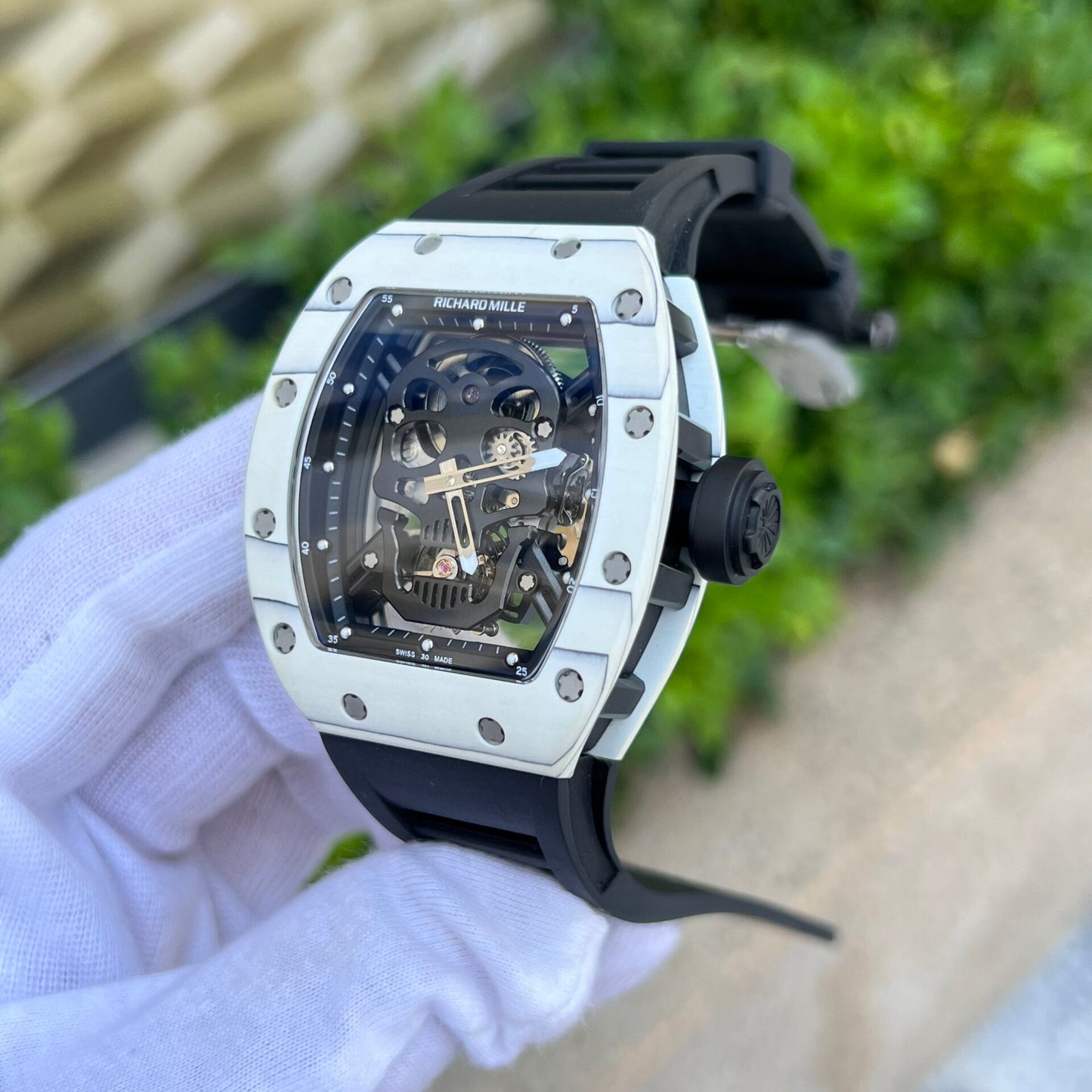Richard Mille Replica 1:1 Watch RM052 Skull Tourbillon White Case 43mm
