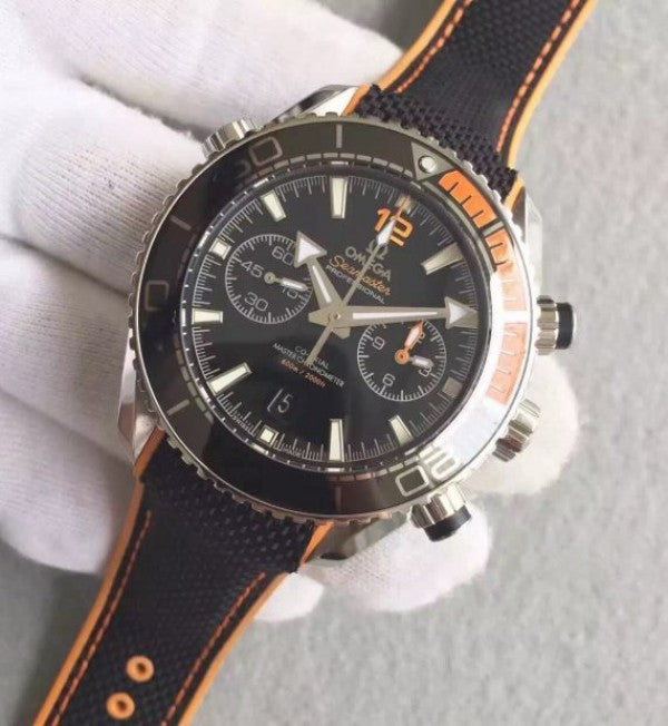 Replica Omega Planet Ocean Master Chronometer Chrono Black Dial Black Nylon Strap A9900