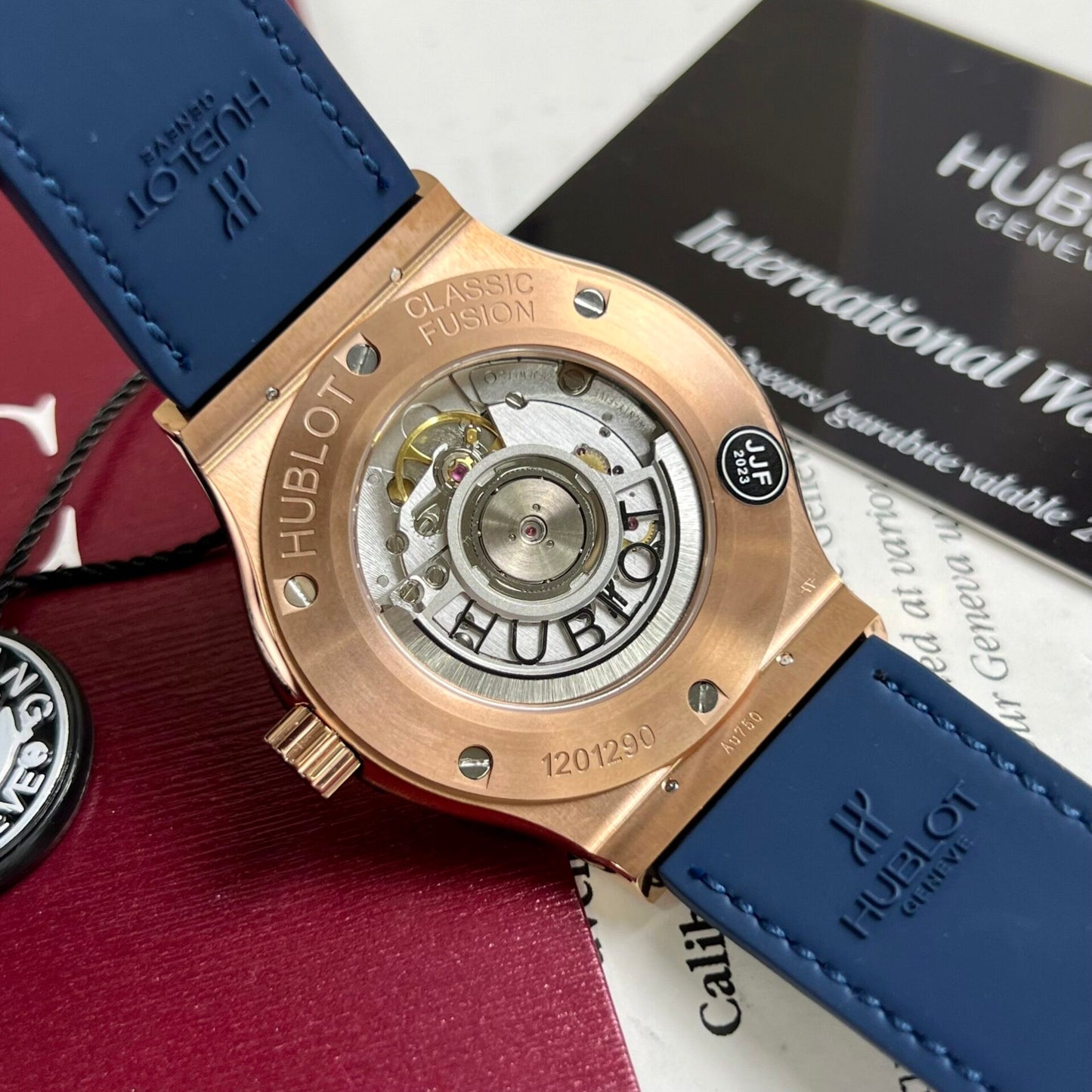 Hublot Replica Watch Classic Fusion King Gold Blue Dial JJF Factory 42mm