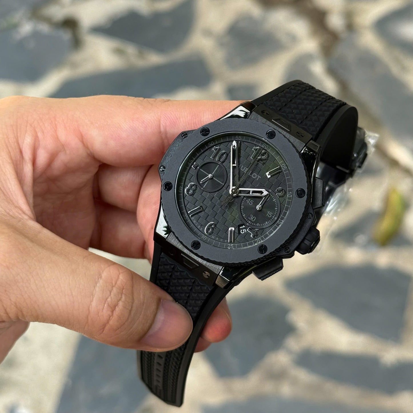 Hublot Knock Off Watches Big Bang 20th Anniversary Chronograph Ceramic All Black BBA Factory 43mm