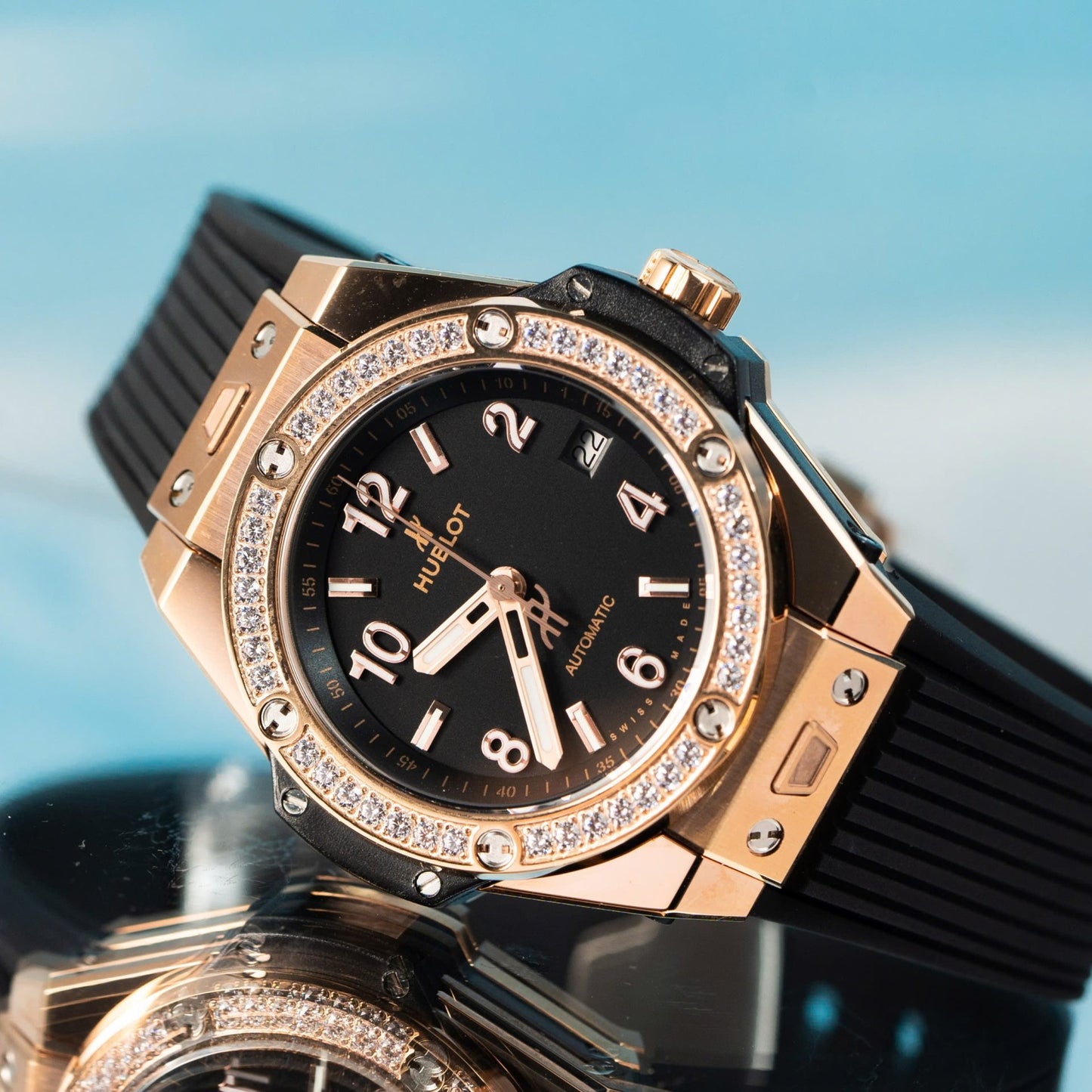 Hublot Replica 1:1 Watch Big Bang One Click With Diamond Bezel King Gold 39mm