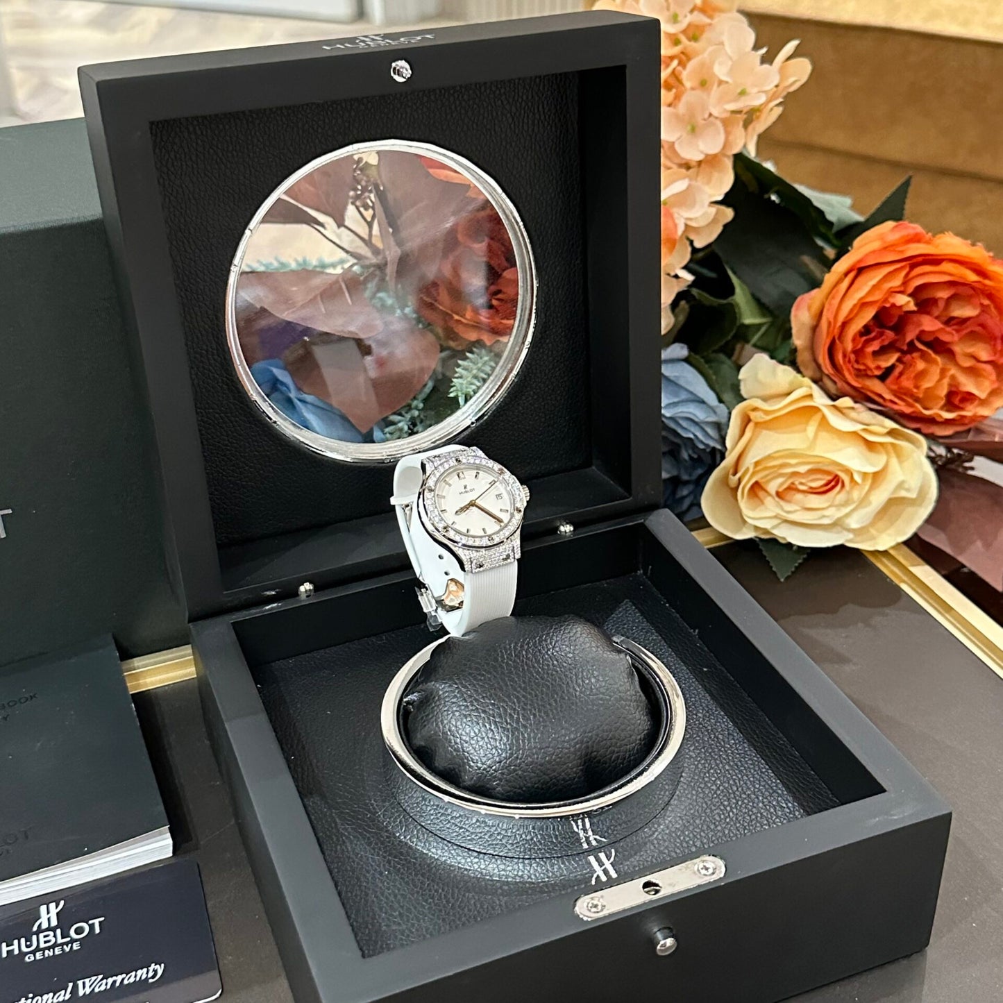 Hublot Classic Fusion Women s Best Replica Watch White Moissanite Diamond 33mm