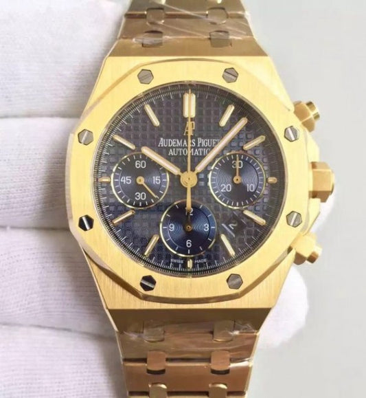 Replica Audemars Piguet Royal Oak Chronograph 26320 YG Blue Dial YG Bracelet A7750
